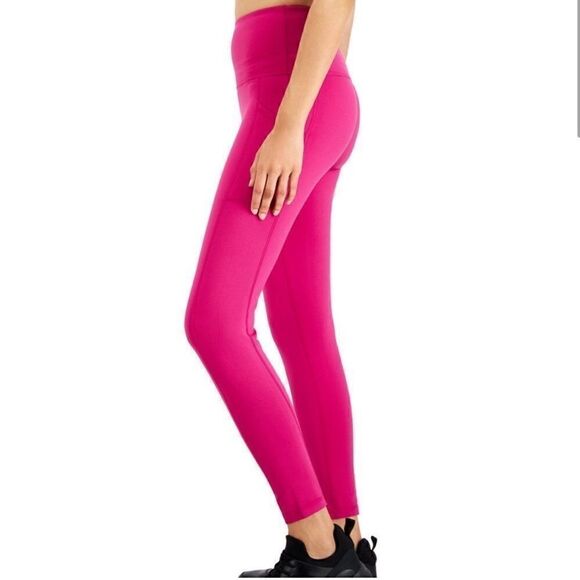 Women's Compression High-Waist Side-Pocket 7/8 Length Leggings, Xs fiery pink - Picture 8 of 10